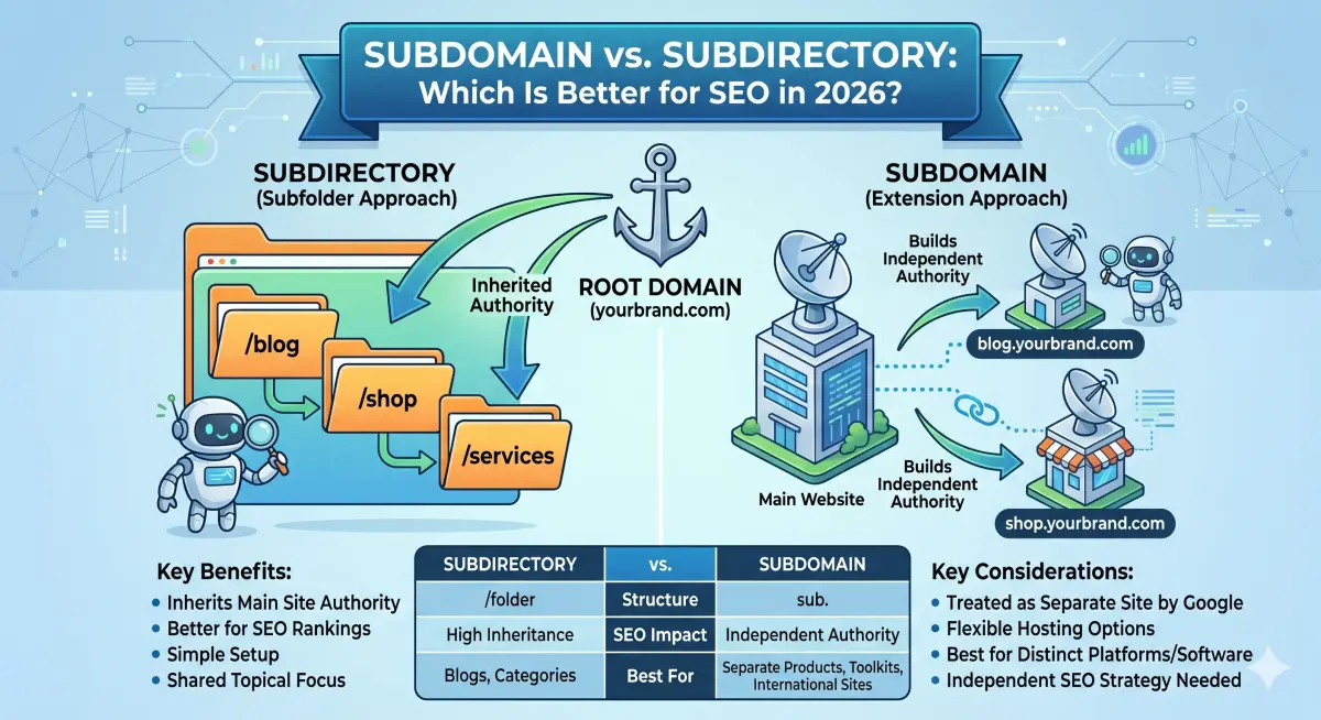 Subdomain vs. Subdirectory: Which Is Better for SEO in 2026?