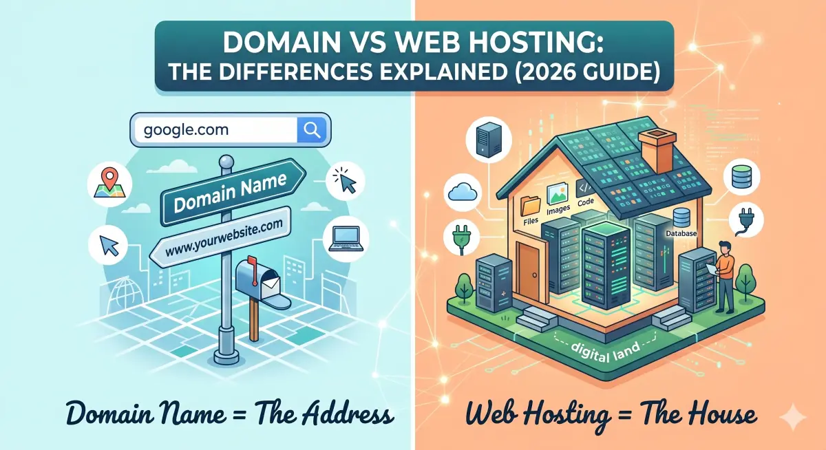 Domain vs Web Hosting Explained: What’s the Difference? (2026 Guide)