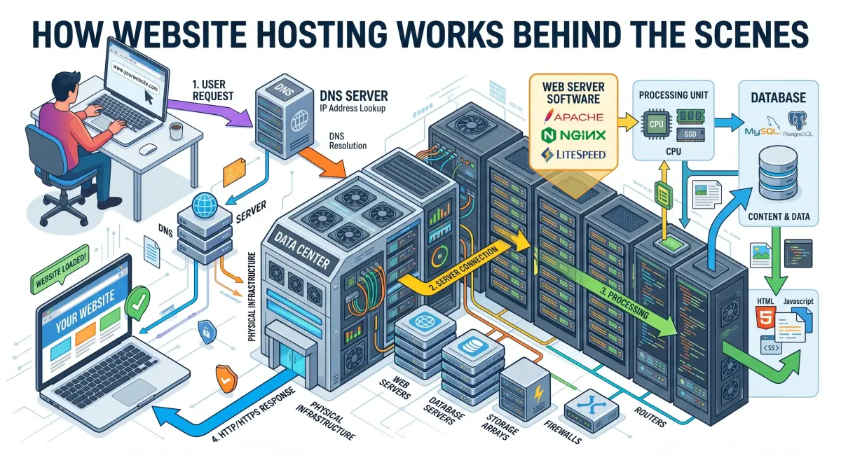 How Website Hosting Works Behind the Scenes: The Technical Journey of a Website
