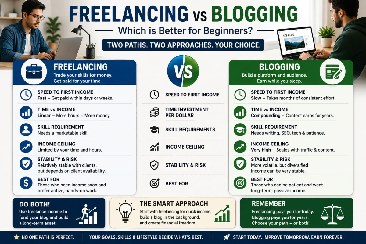 Freelancing vs Blogging — Which is Better for Beginners?