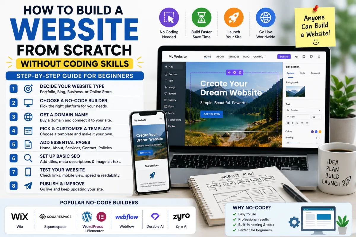 How to Build a Website From Scratch Without Coding Skills
